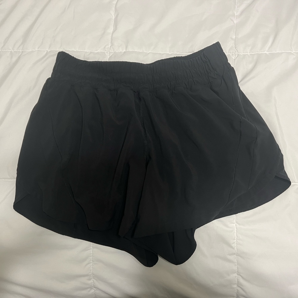 Black lululemon hotty hot 4 inch high rise short